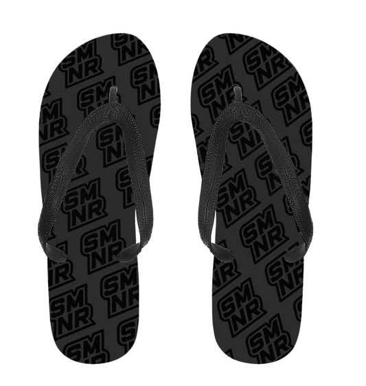 SMNR Unisex Flip-Flops - Triple Black Edition